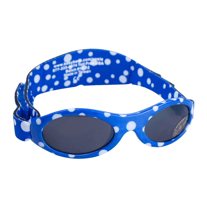 Blå og hvite Baby Banz / Kidz Banz solbriller for barn.