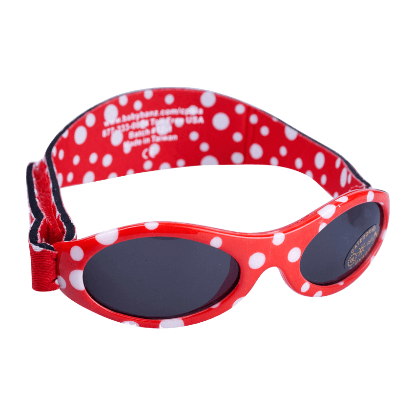 Baby Banz solbriller for barn. Røde prikker.