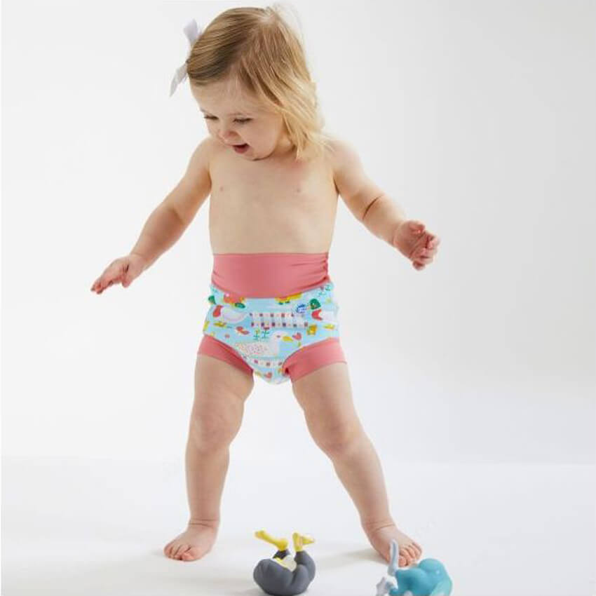 Badebukse for babysvømming - Rosa med dyremotiv