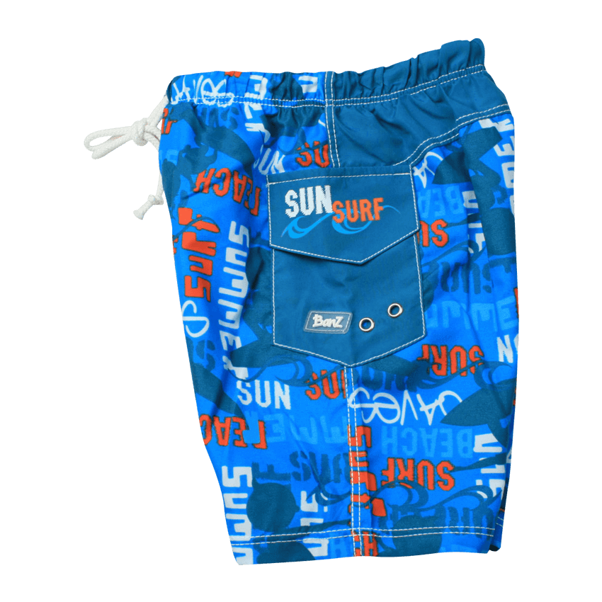 Badebukse blå med UV-beskyttelse (Banz Blue Graffiti Shorts)
