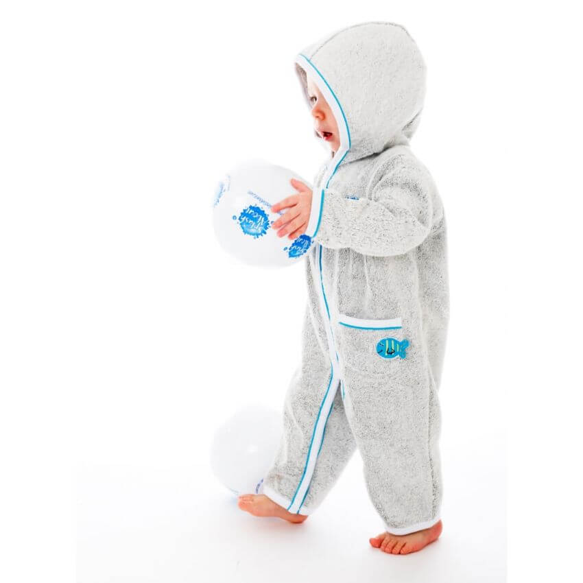 Håndkledress baby - Grå og turkis