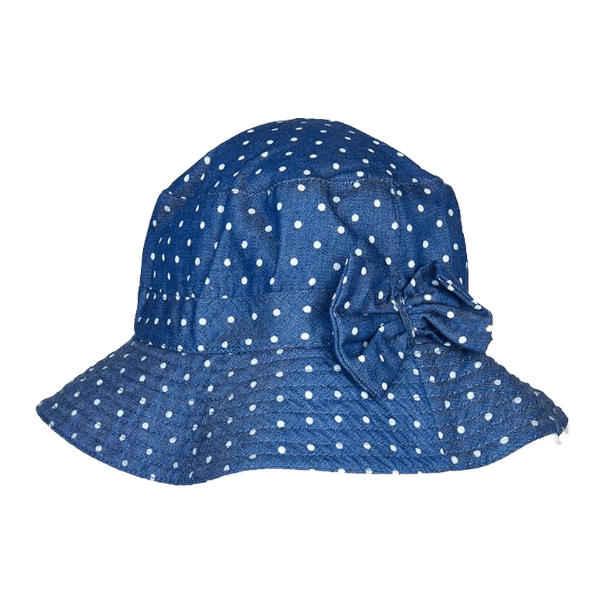 Solhatt med UPF50+ solbeskyttelse - Blå med hvite prikker (Banz Blue dot)