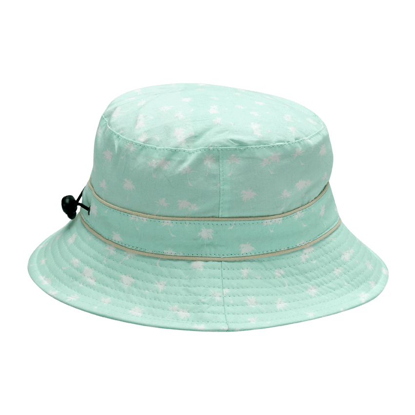 Solhatt med UPF50+ solbeskyttelse - Lys grønn med hvite palmer (Banz Mint palm)