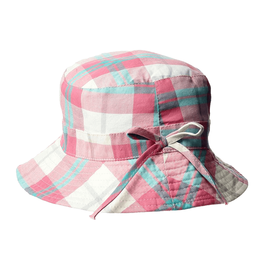 Solhatt med UPF50+ solbeskyttelse - Lys rosa med striper (Banz White check)