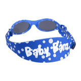 Baby Banz / Kidz Banz solglasögon för barn och baby. Blå färg med vita prickar