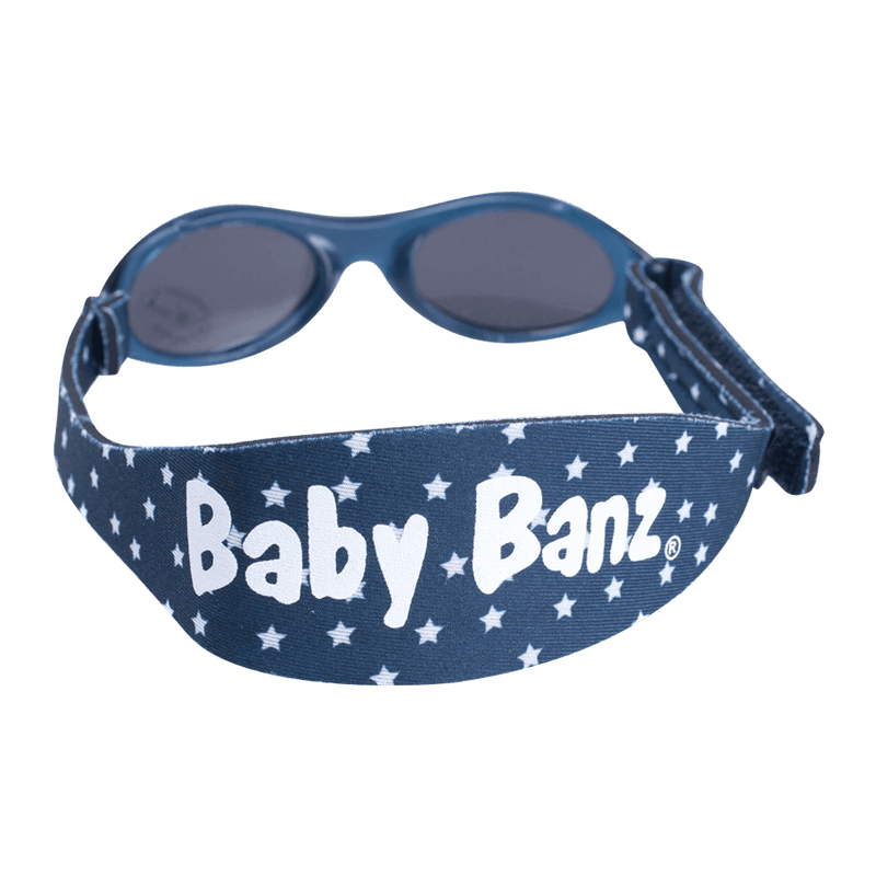 Baby Banz / Kidz Banz solglasögon för barn och baby. Mörkblå med vita stjärnor.