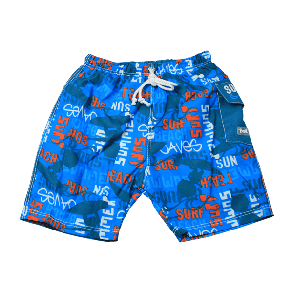 Badbyxa i blå färg med UV-skydd (Banz Blue Graffiti Shorts)
