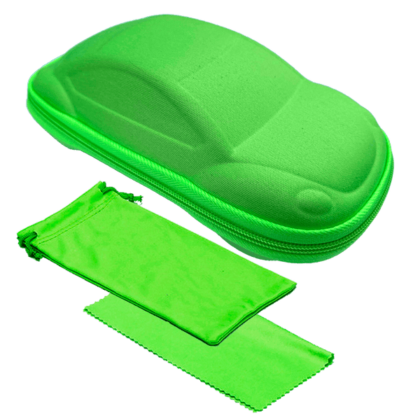 Fodral, klut och uppbevaringspåse till solglasögon - Grön bil