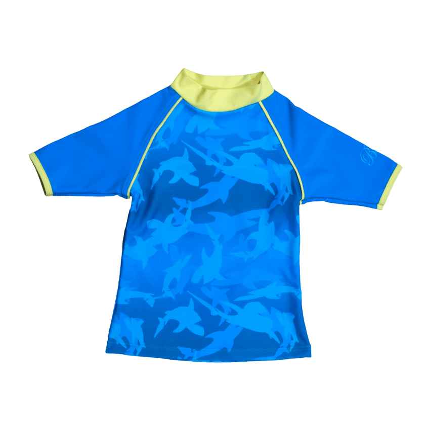 Kortärmad UV tröja i blå färg. Banz Fin Frenzy UV tröja med UPF 50+ solskydd.